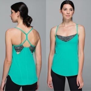 Lululemon Roll Out Tank Bali Breeze / Jazzy White Gator Green 4